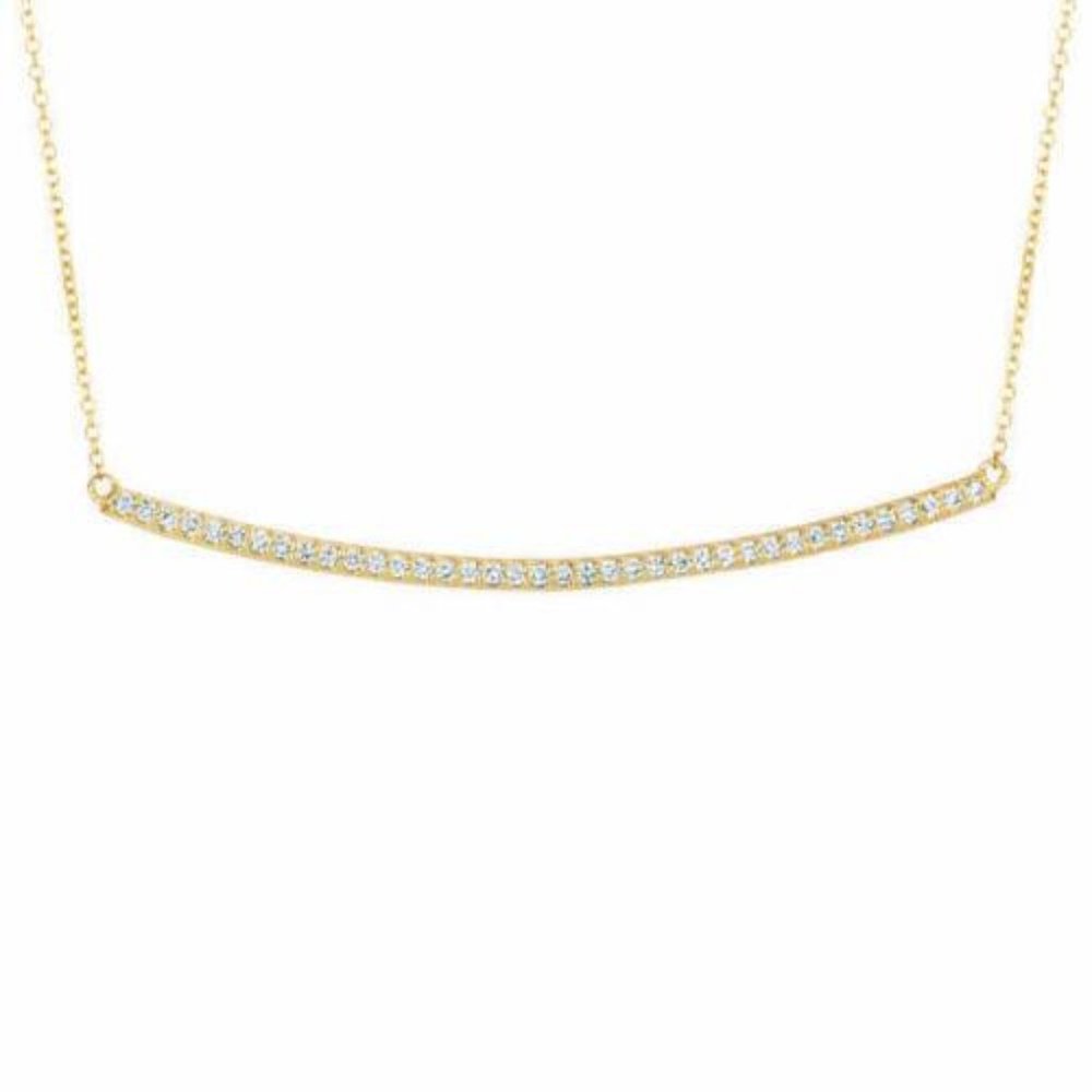 0.40 Carat Natural Diamond Bar Pendant 14K Yellow